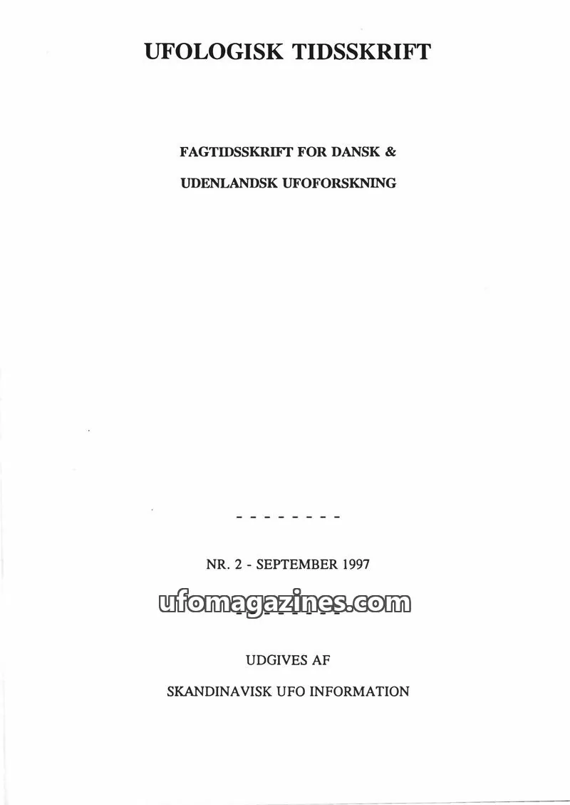 Cover of Ufologisk Tidsskrift (SUFOI) issue NR. 2: UFOLOGISK TIDSSKRIFT