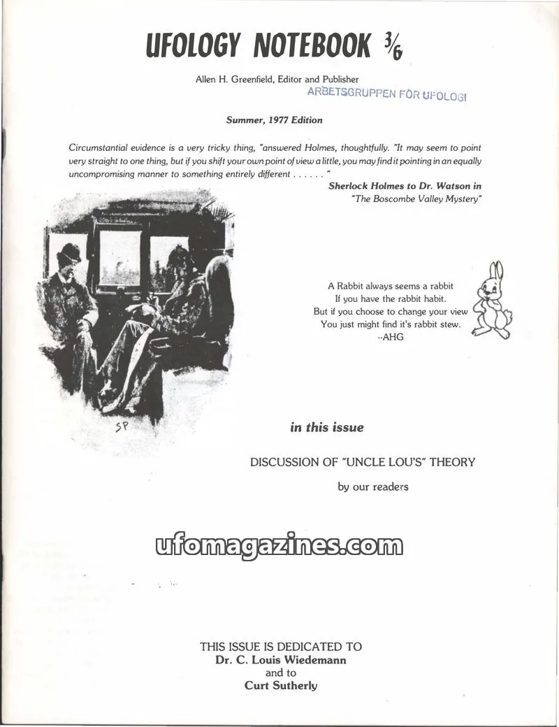 Cover of Ufology Notebook (Allen Greenfield) issue 3/6: UFOLOGY NOTEBOOK