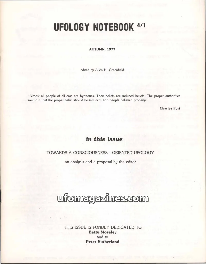Cover of Ufology Notebook (Allen Greenfield) issue 4/1: UFOLOGY NOTEBOOK