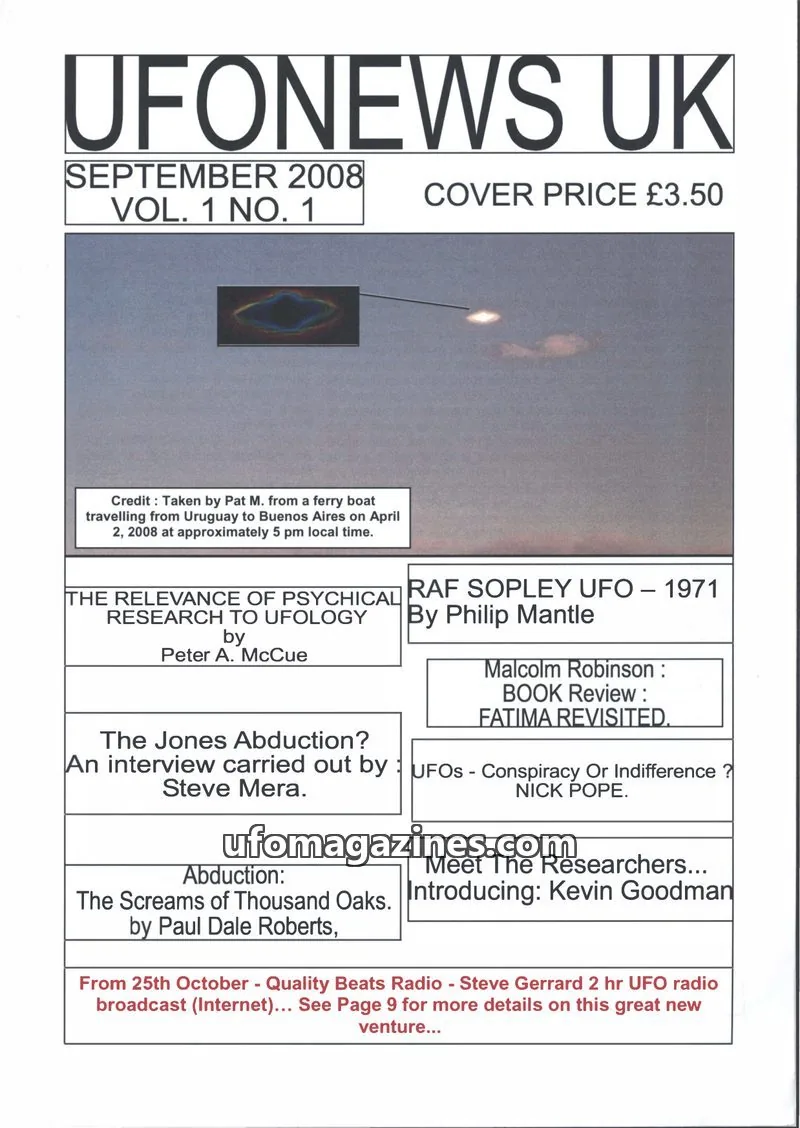 Cover of UFONEWS UK (Steve Gerrard) issue 1: UFONEWS UK