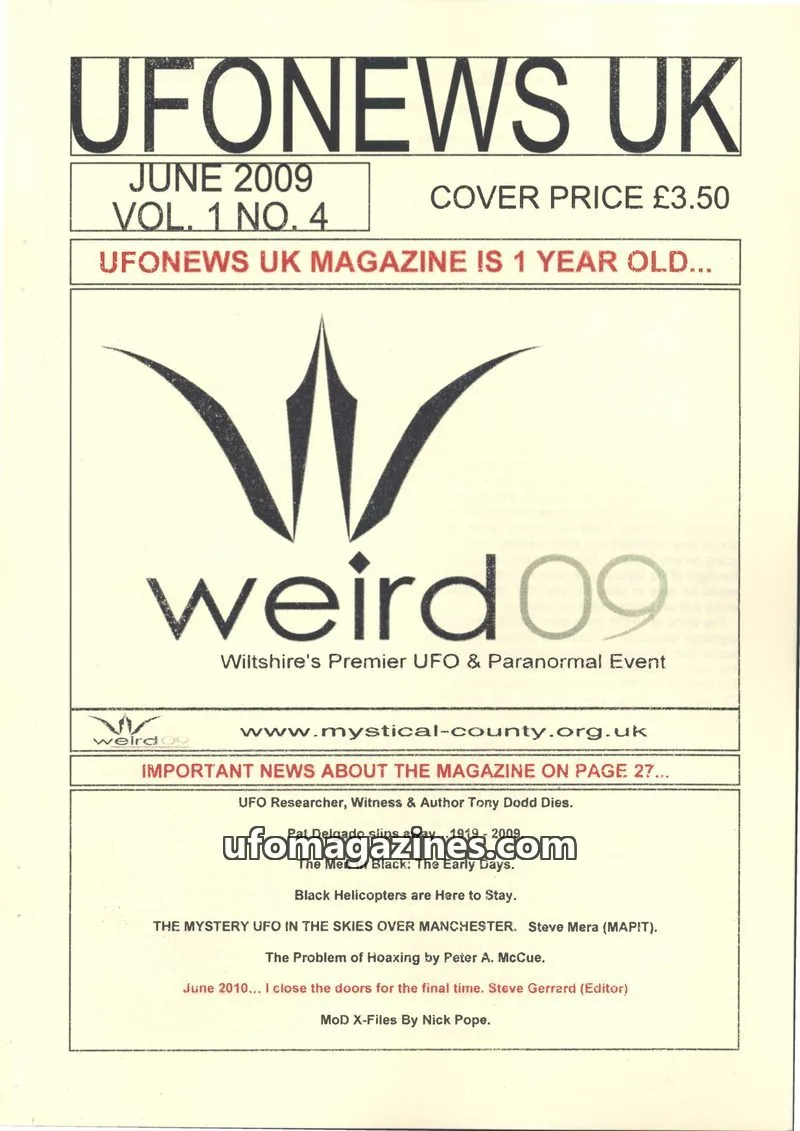 Cover of UFONEWS UK (Steve Gerrard) issue VOL. 1 NO. 4: UFONEWS UK