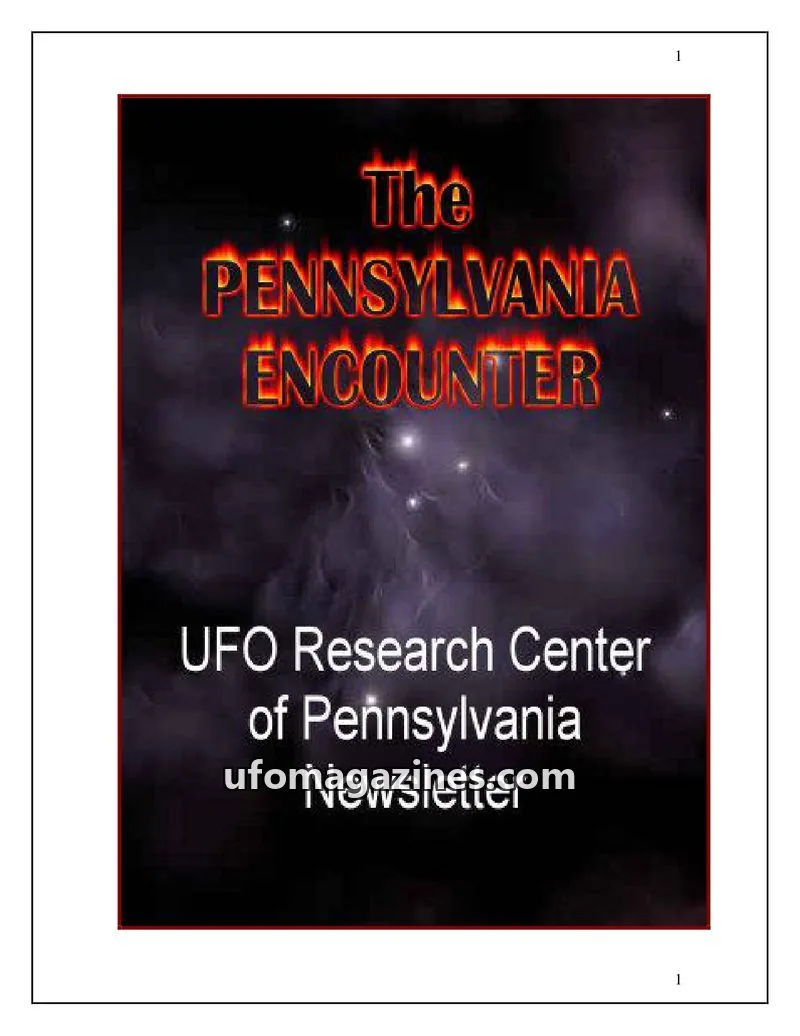 Cover of UFORC of Pennsylvania (Butch Witkowski) issue #32: The Pennsylvania Encounter