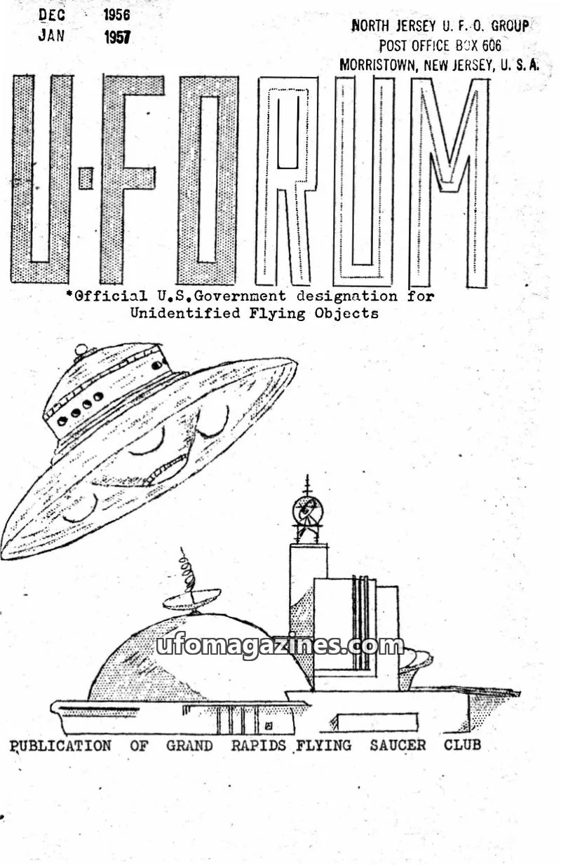 Cover of NORTH JERSEY U. F. O. GROUP issue VOLUME ONE NUMBER NINE: UFORUM