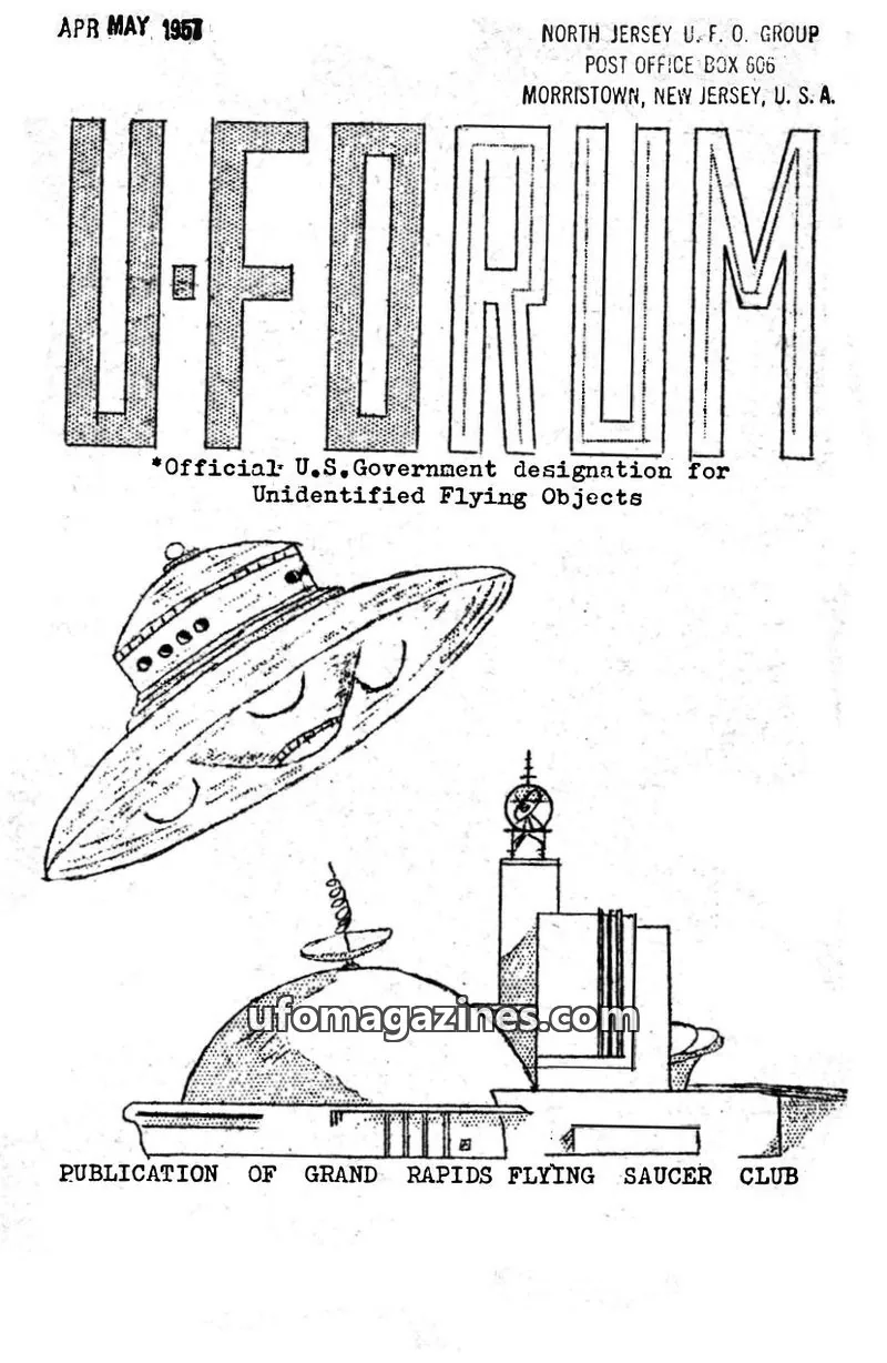 Cover of NORTH JERSEY U. F. O. GROUP issue VOLUME ONE, NUMBER ELEVEN: UFORUM