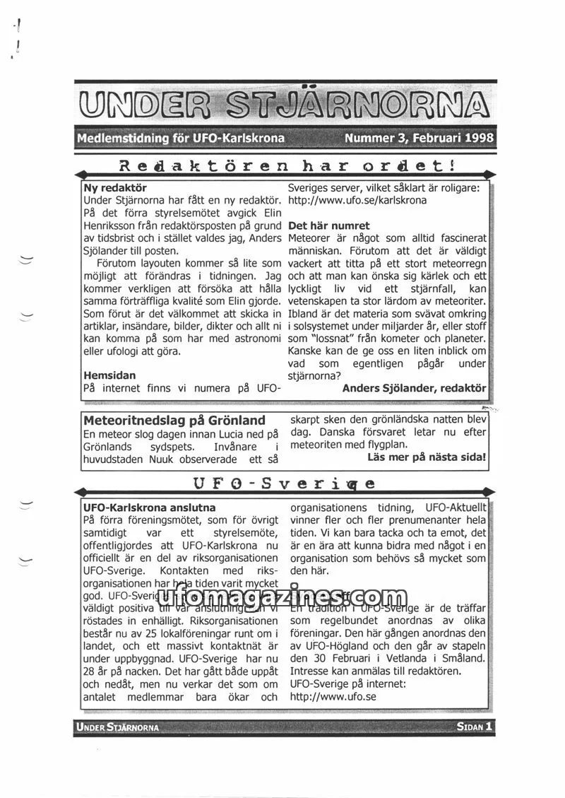 Cover of Under stjarnorna issue 3: UNDER STJÄRNORNA