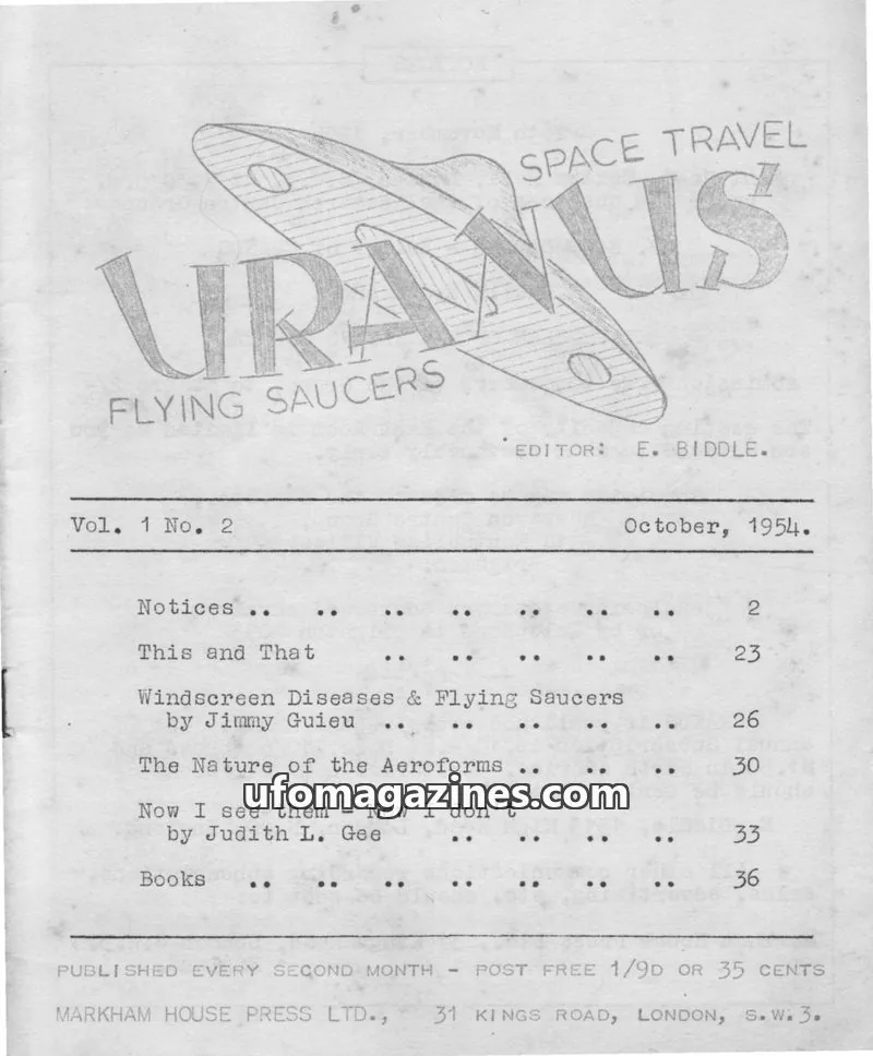 Cover of MARKHAM HOUSE PRESS LTD. issue 2: URANUS FLYING SAUCERS