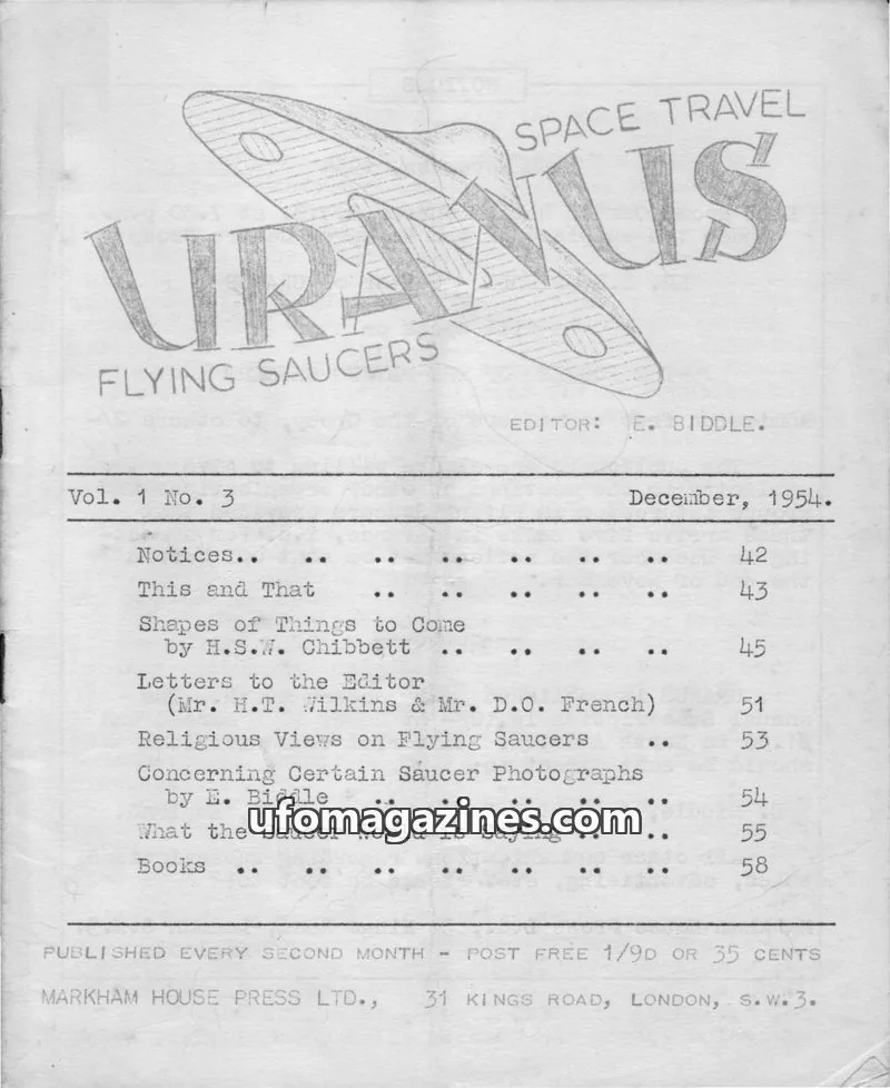 Cover of MARKHAM HOUSE PRESS LTD. issue Vol. 1 No. 3: URANUS FLYING SAUCERS