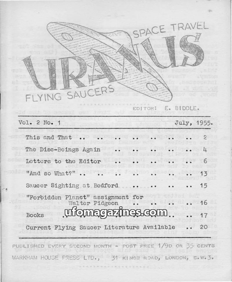 Cover of MARKHAM HOUSE PRESS LTD. issue Vol. 2 No. 1: URANUS