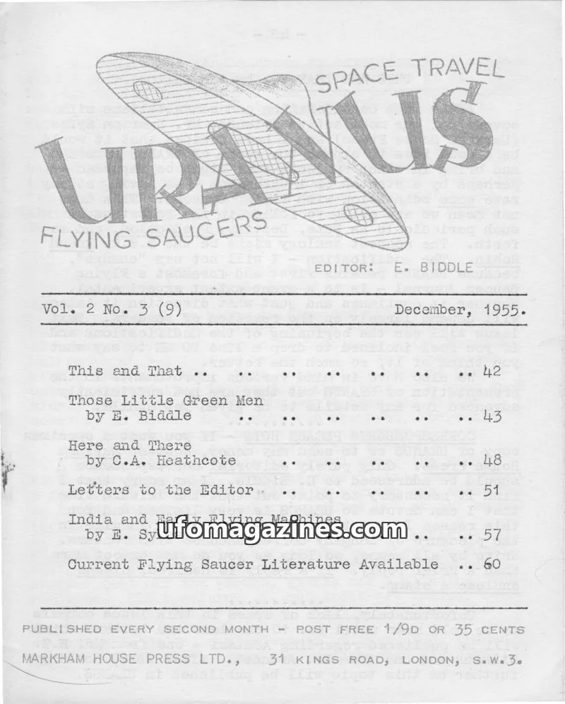 Cover of MARKHAM HOUSE PRESS LTD. issue Vol. 2 No. 3 (9): URANUS FLYING SAUCERS