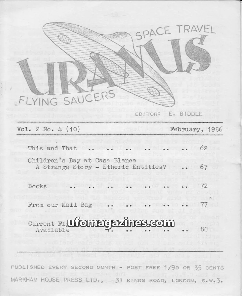 Cover of MARKHAM HOUSE PRESS LTD. issue Vol. 2 No. 4 (10): URANUS FLYING SAUCERS