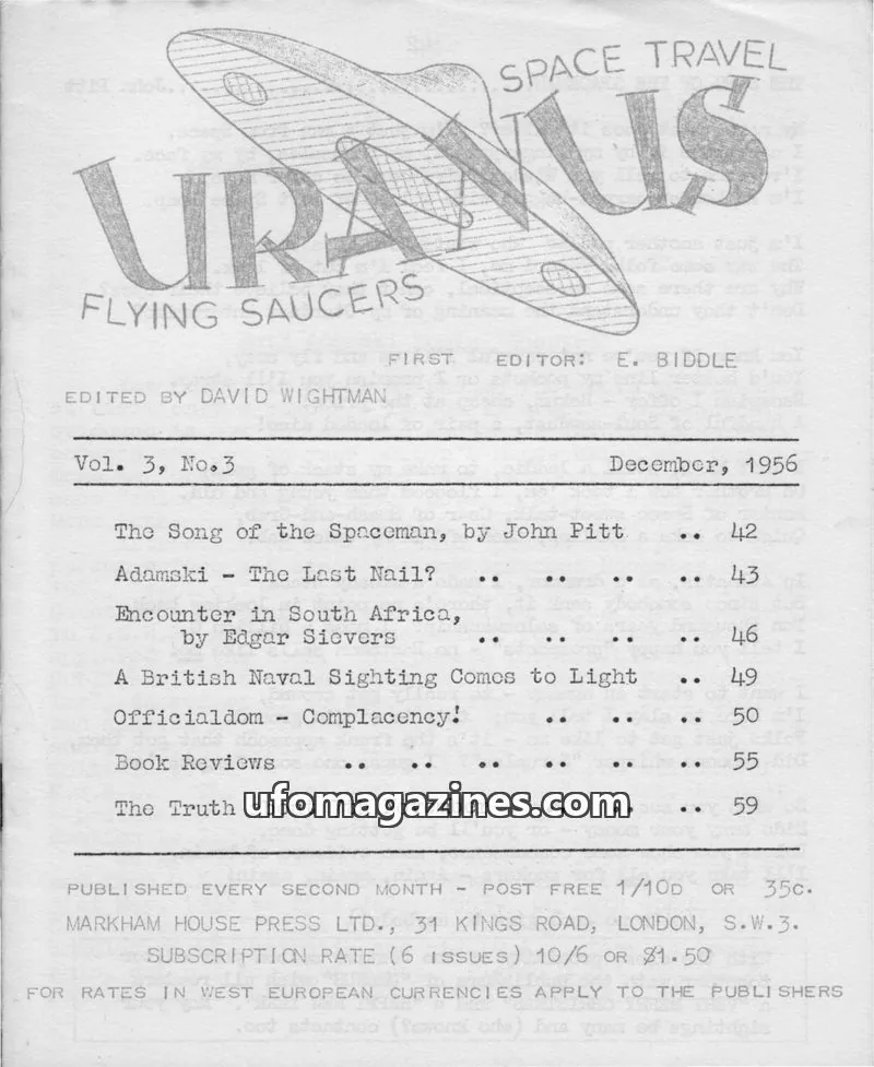 Cover of MARKHAM HOUSE PRESS LTD. issue Vol. 3, No.3: URANUS FLYING SAUCERS