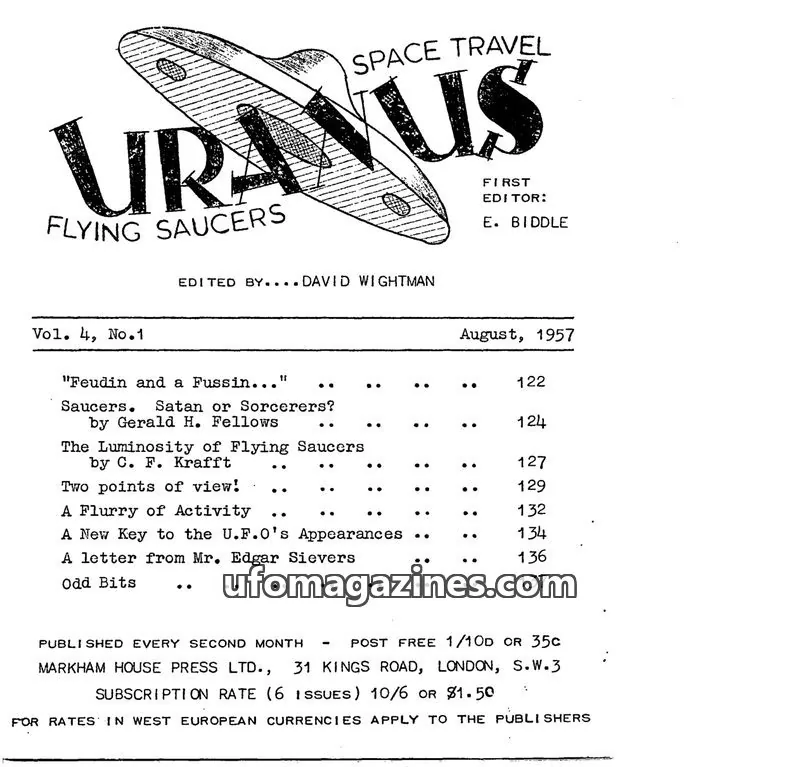 Cover of MARKHAM HOUSE PRESS LTD. issue No.1: URANUS FLYING SAUCERS