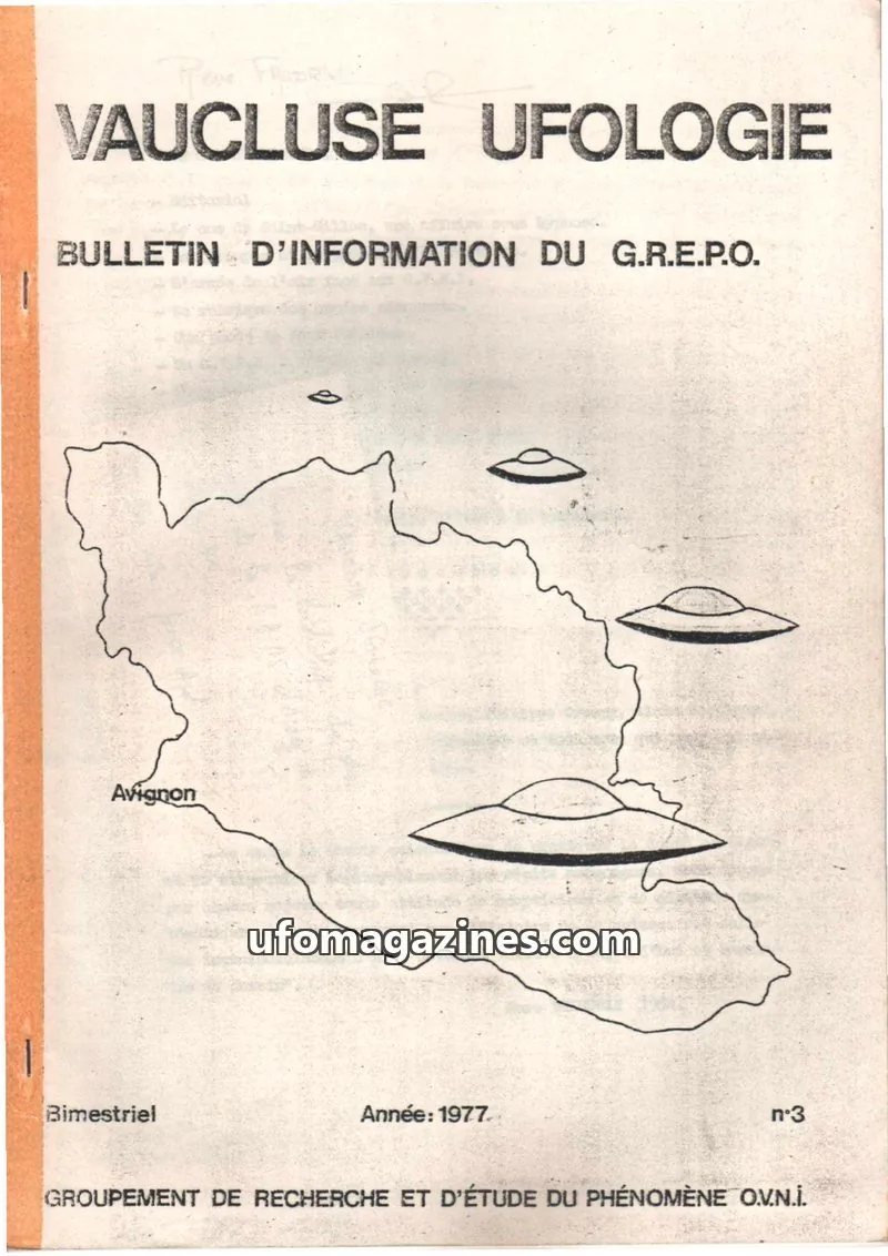 Cover of GROUPEMENT DE RECHERCHE ET D'ÉTUDE DU PHÉNOMÈNE OV.N.İ. issue n°3: VAUCLUSE UFOLOGIE