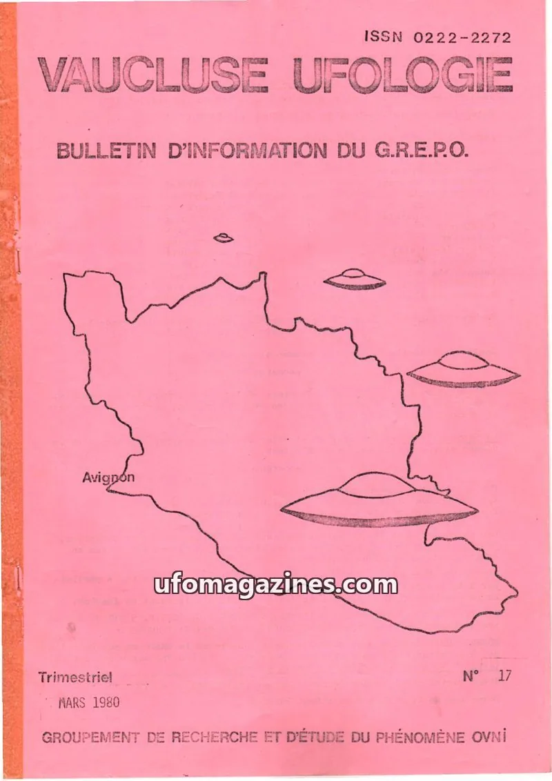 Cover of GROUPEMENT DE RECHERCHE ET D'ÉTUDE DU PHÉNOMÈNE OVNI issue 17: VAUCLUSE UFOLOGIE