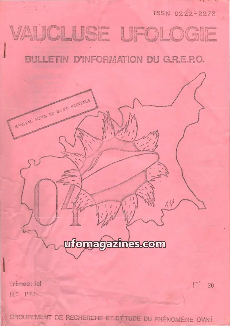 Cover of GROUPEMENT DE RECHERCHE ET D'ÉTUDE DU PHÉNOMÈNE OVNI issue DEC 1980: VAUCLUSE UFOLOGIE