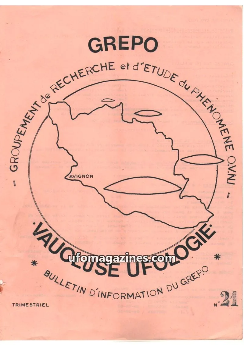 Cover of GREPO issue 21: VAUCLUSE UFOLOGIE