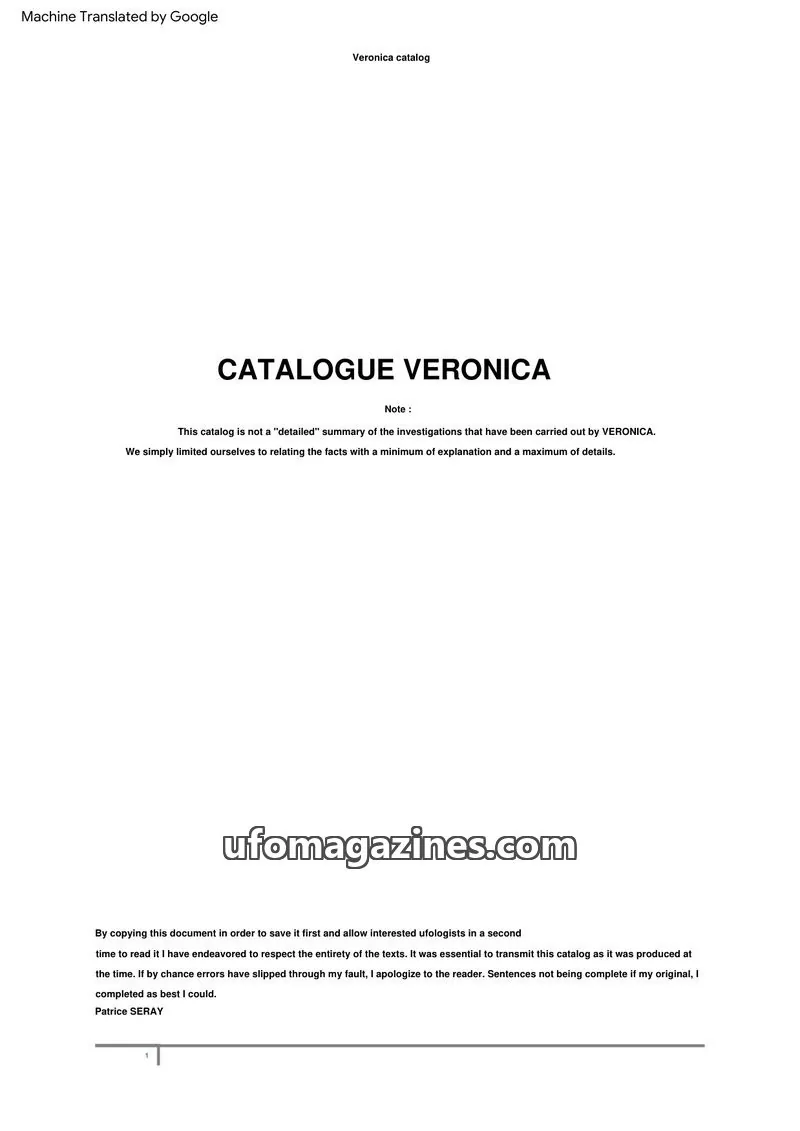 Cover of VERONICA issue catalog: CATALOGUE VERONICA