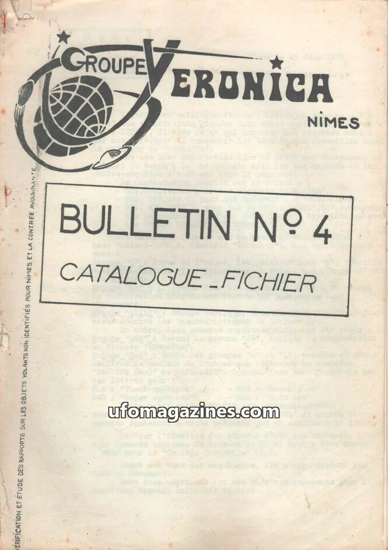 Cover of GROUPE VERONICA issue 4: BULLETIN N° 4 CATALOGUE_FICHIER