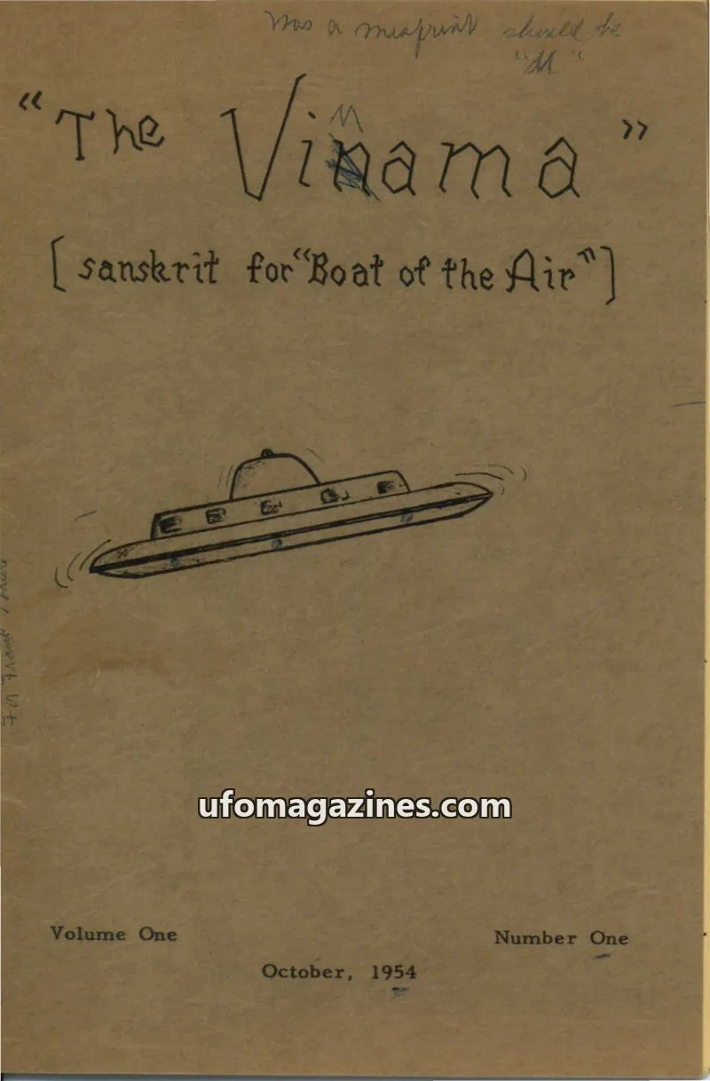 Cover of Vimana (1950s) issue Number One: The Vinama