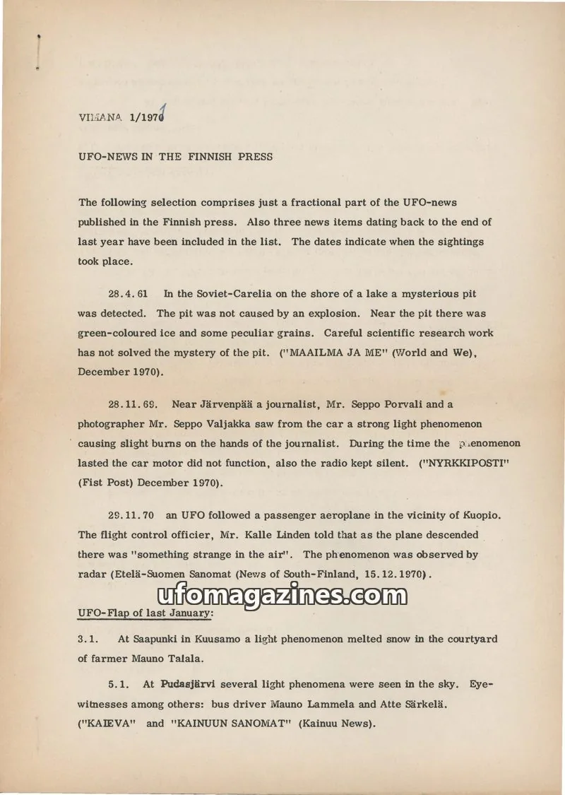 Cover of VIMANA issue 1/1976: VIMANA