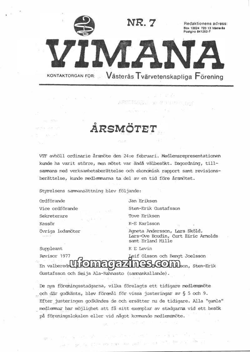 Cover of Vimana & Se upp issue 7: VIMANA