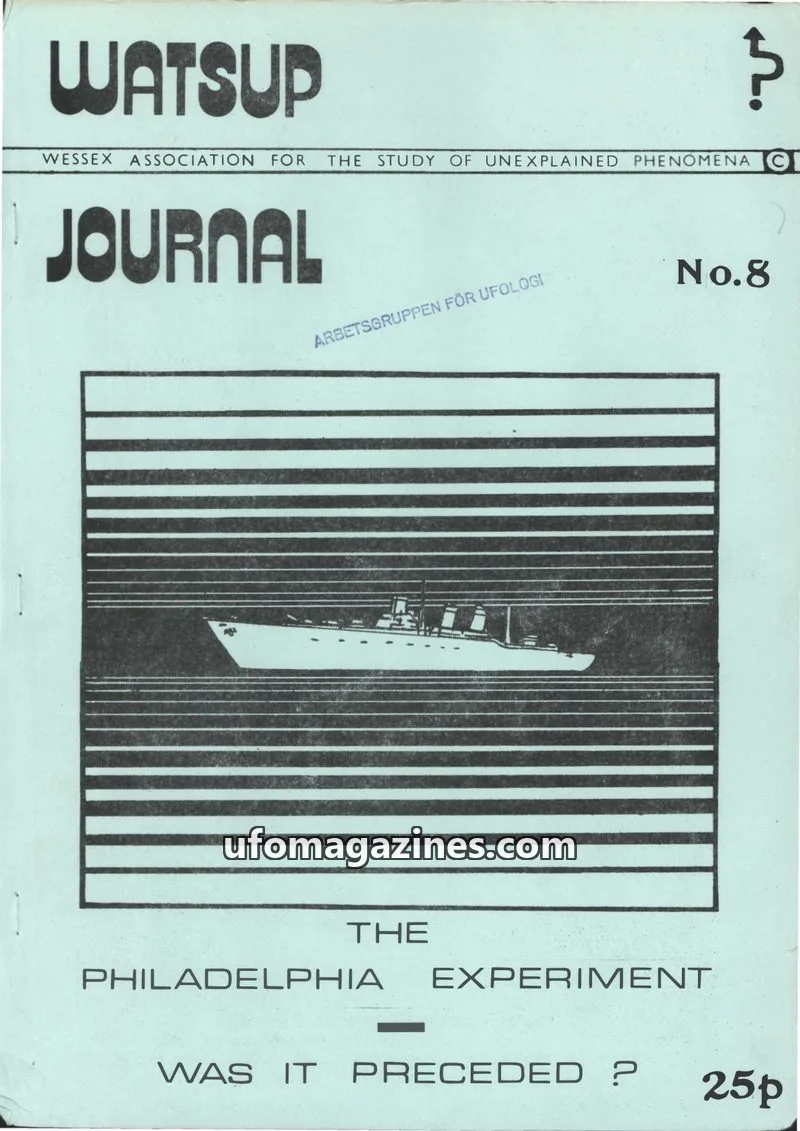 Cover of WESSEX ASSOCIATION FOR THE STUDY OF UNEXPLAINED PHENOMENA issue No.8: WATSUP JOURNAL