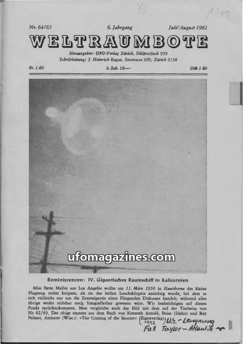 Cover of Weltraumbote issue Nr. 64/65: WELTRAUMBOTE