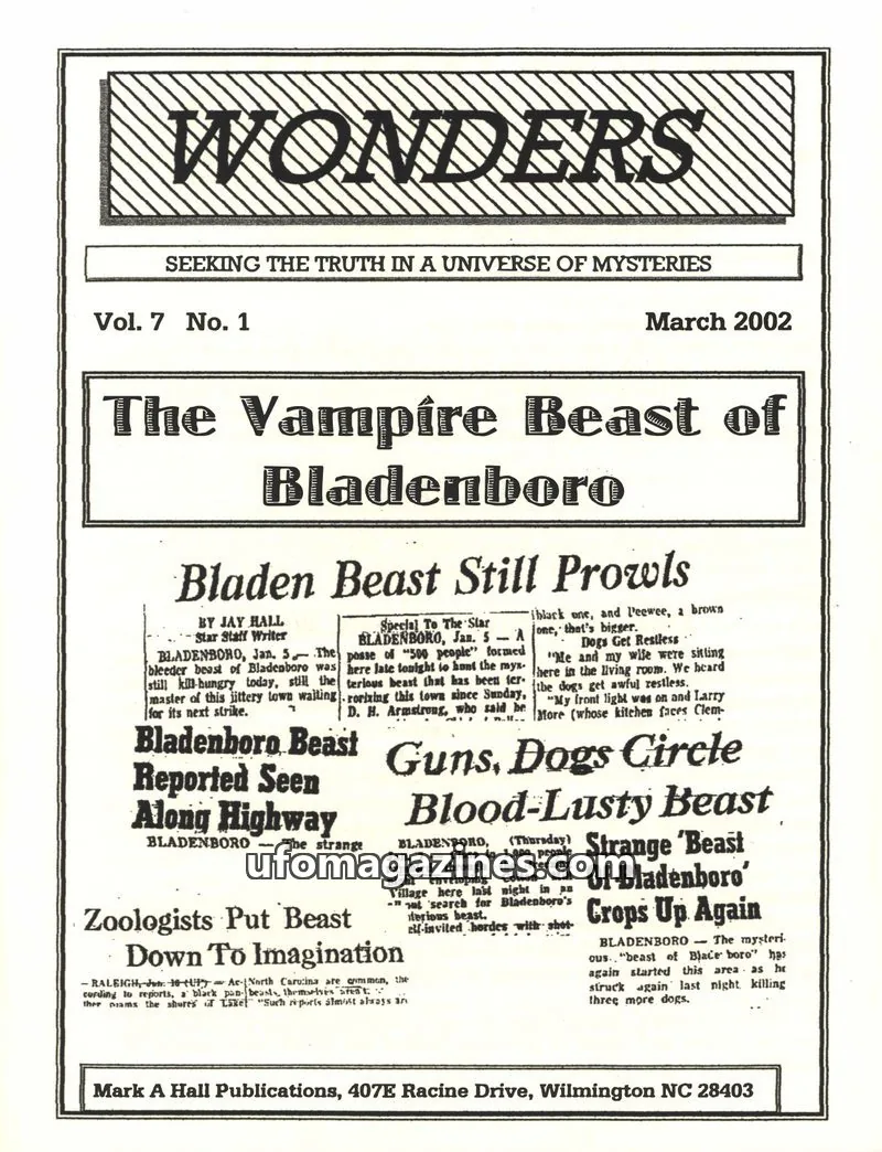 Cover of MARK A. HALL PUBLICATIONS issue Vol. 7 No. 1: WONDERS