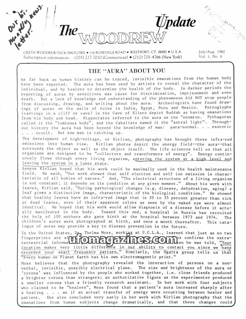 Cover of Woodrew Update (Greta Woodrew) issue Vol. 1, No. 6: The WOODREW Update