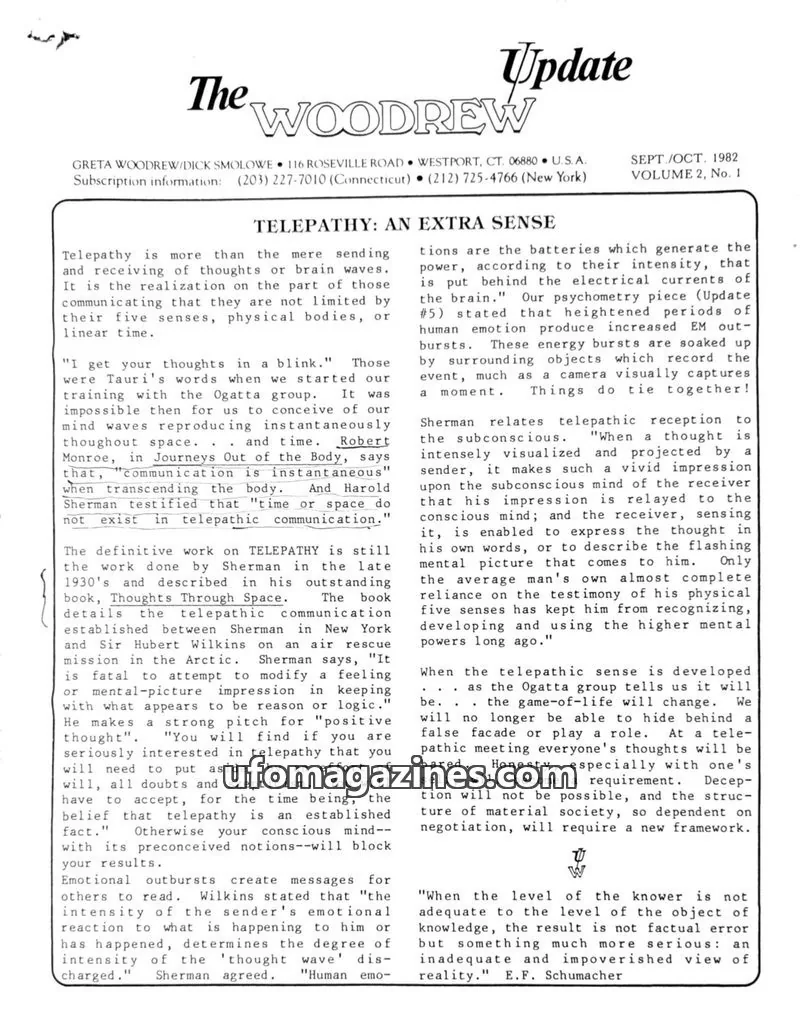 Cover of Woodrew Update (Greta Woodrew) issue Vol. 2, No. 1: The WOODREW Update
