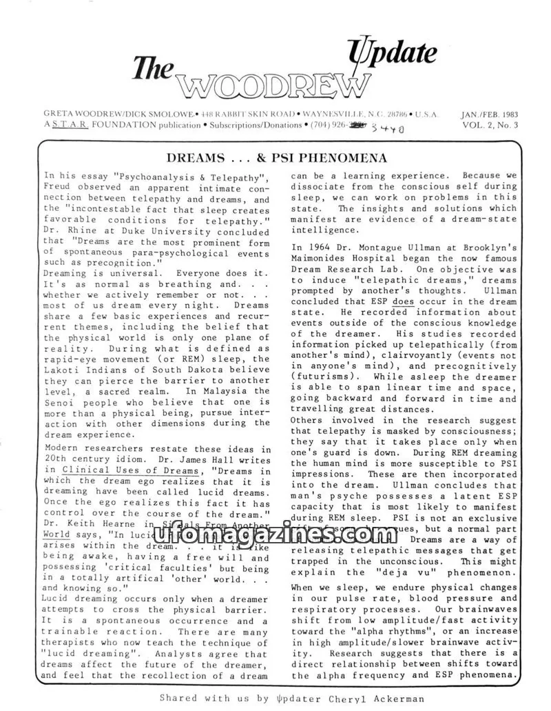 Cover of A.S.T.A.R. FOUNDATION issue Vol. 2, No. 3: The WOODREW Update