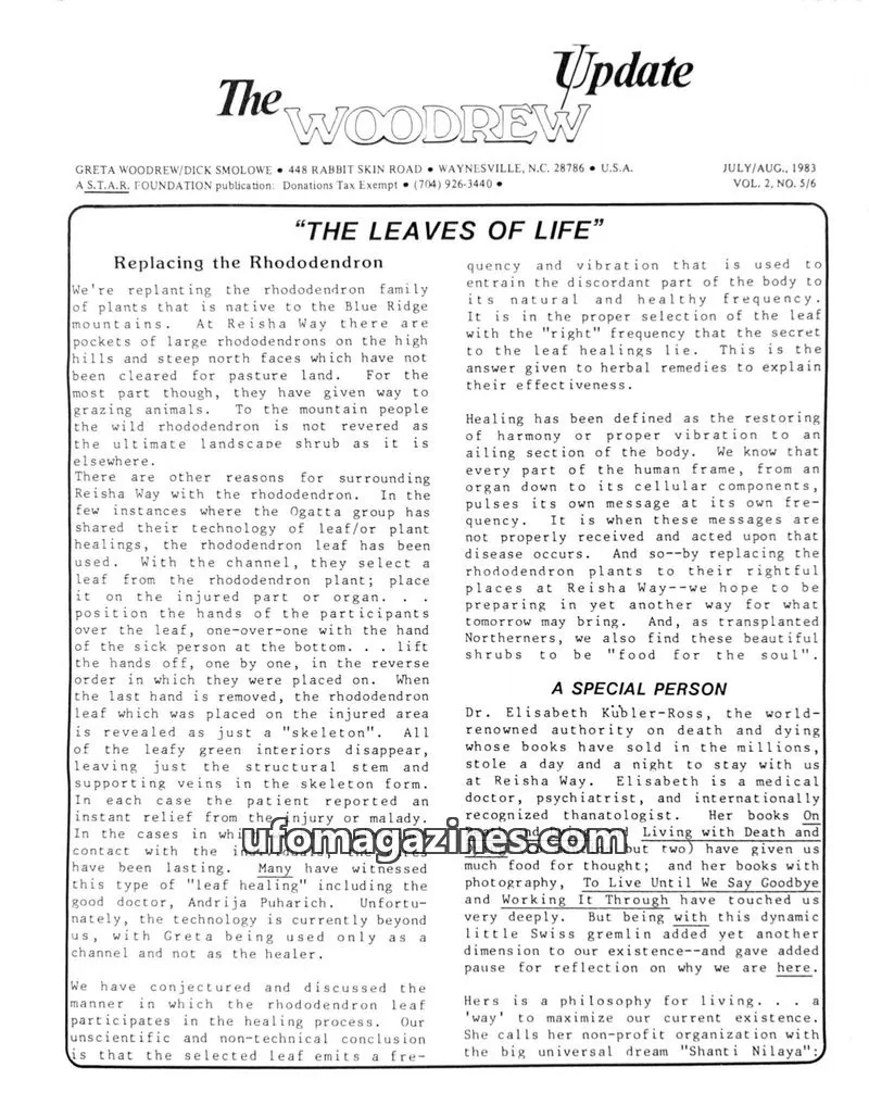 Cover of A S.T.A.R. FOUNDATION publication issue VOL. 2, NO. 5/6: The WOODREW Update