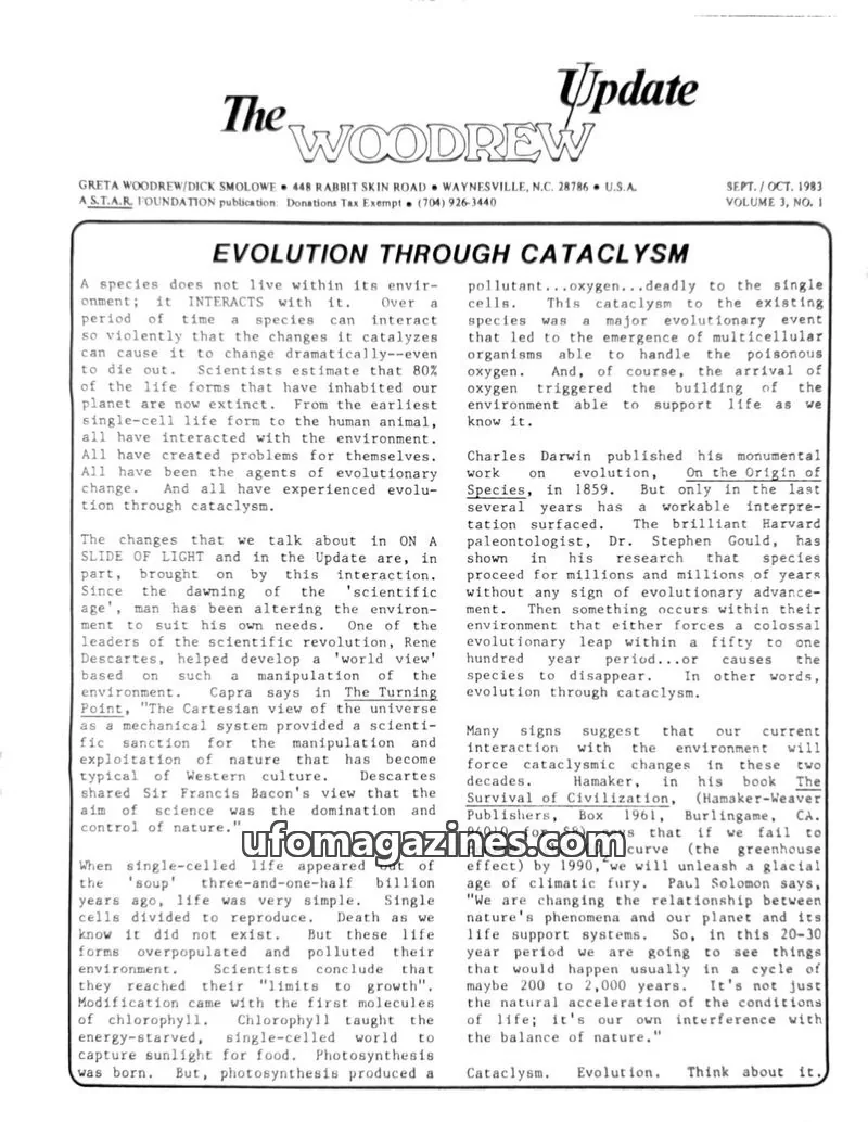 Cover of A S.T.A.R. FOUNDATION publication issue VOL. 3, NO. 1: The WOODREW Update