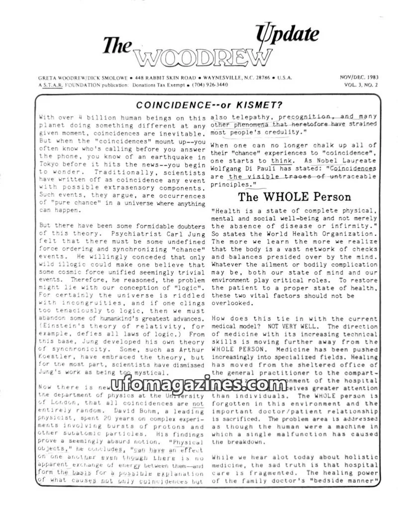 Cover of A S.T.A.R. FOUNDATION publication issue VOL. 3, NO. 2: The WOODREW Update