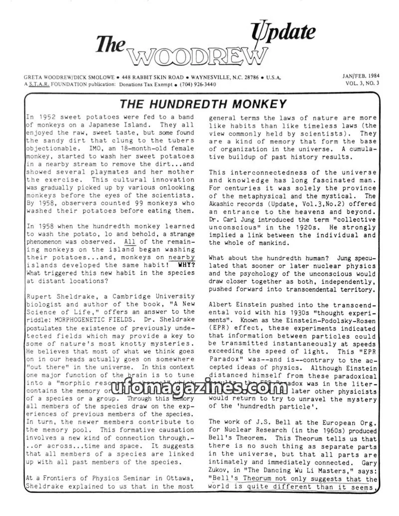 Cover of A S.T.A.R. FOUNDATION publication issue VOL. 3, NO. 3: The WOODREW Update