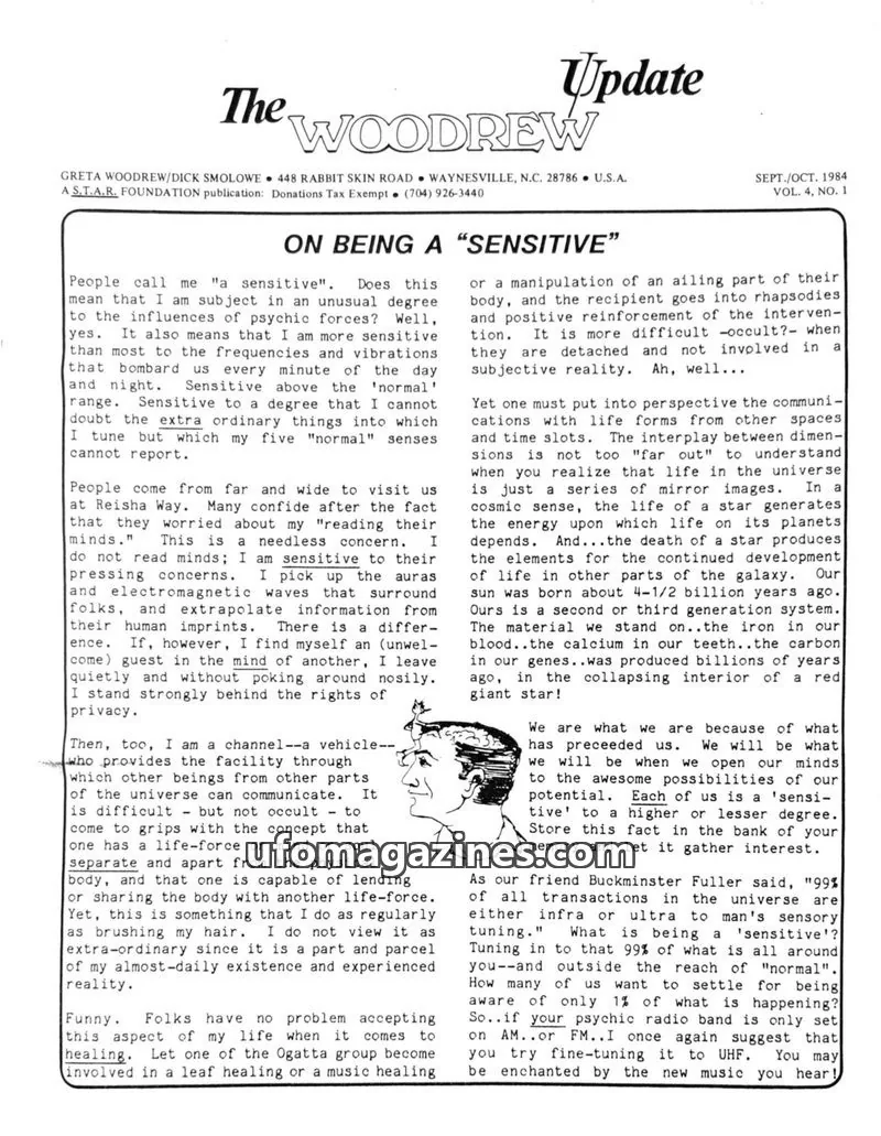 Cover of A S.T.A.R. FOUNDATION publication issue VOL. 4, NO. 1: The Woodrew Update