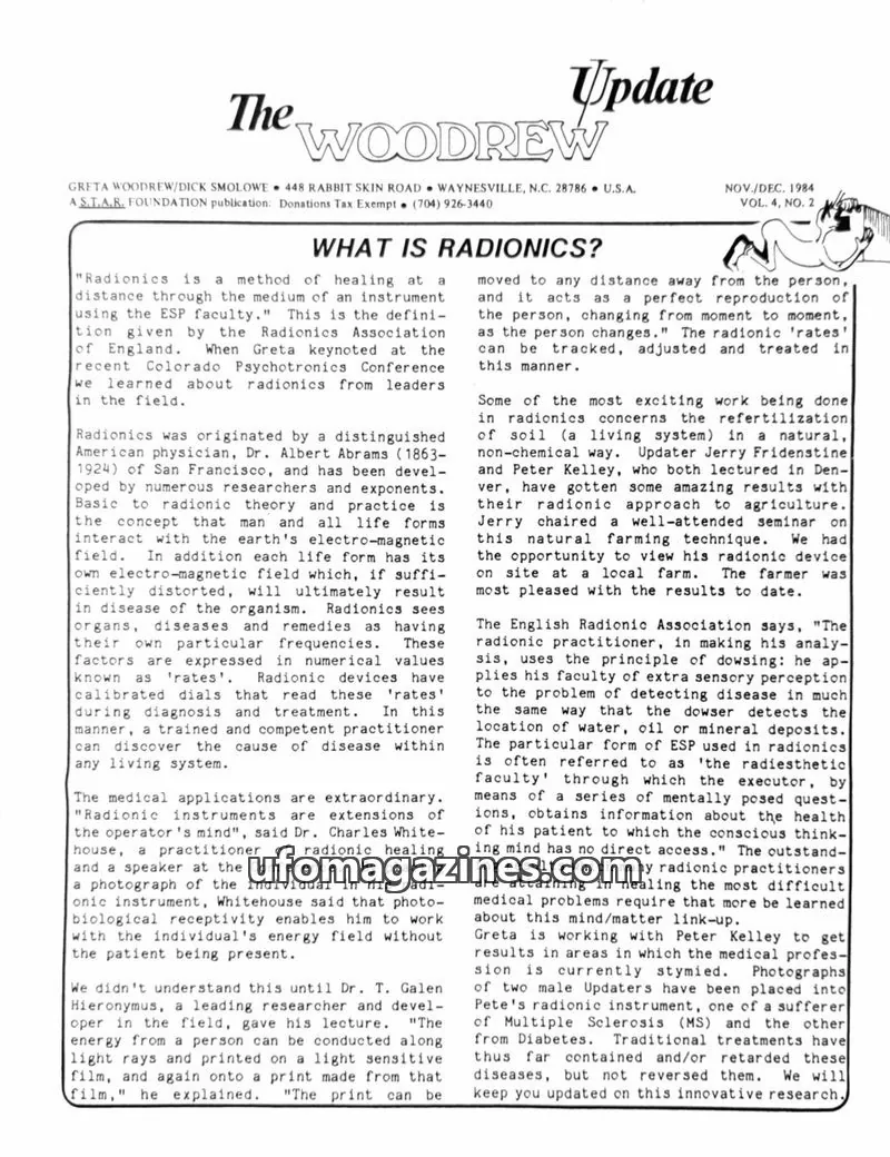 Cover of A S.T.A.R. FOUNDATION publication issue NO. 2: The WOODREW Update