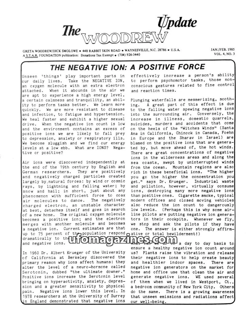 Cover of A S.T.A.R. FOUNDATION publication issue VOL. 4, NO. 3: The WOODREW Update