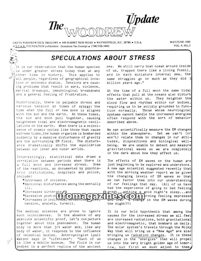 Cover of A S.T.A.R. FOUNDATION publication issue VOL. 4, NO. 5: The WOODREW Update