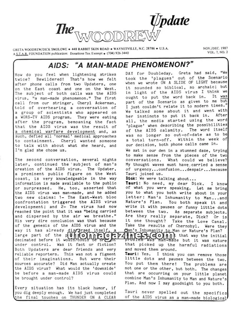 Cover of A S.T.A.R. FOUNDATION publication issue VOL. 7, NO. 2: The WOODREW Update