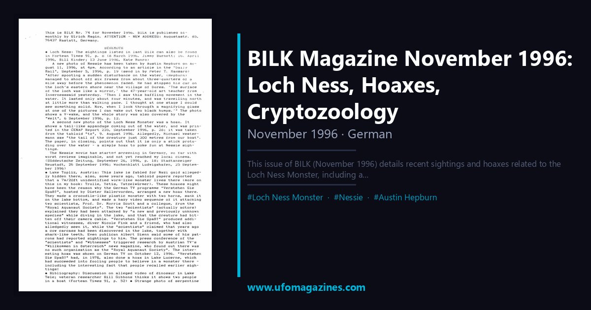 Bilk Example BILK — Bilk (Ulrich Magin) | UFO Magazine Archive