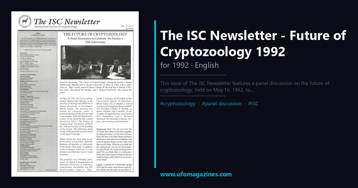 Isc Magazine The ISC Newsletter — International Society of Cryptozoology | UFO ...